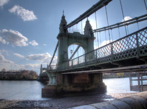 Hammersmith Bridge spanning the Thames on The Most Beautiful Walk in London