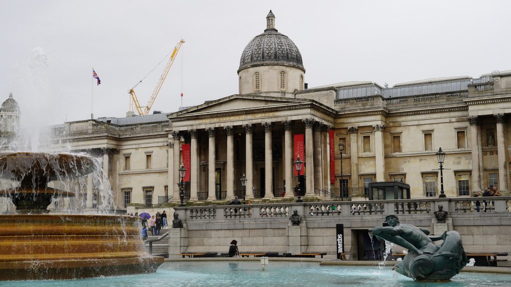 The National Gallery building in London before a guided tour.