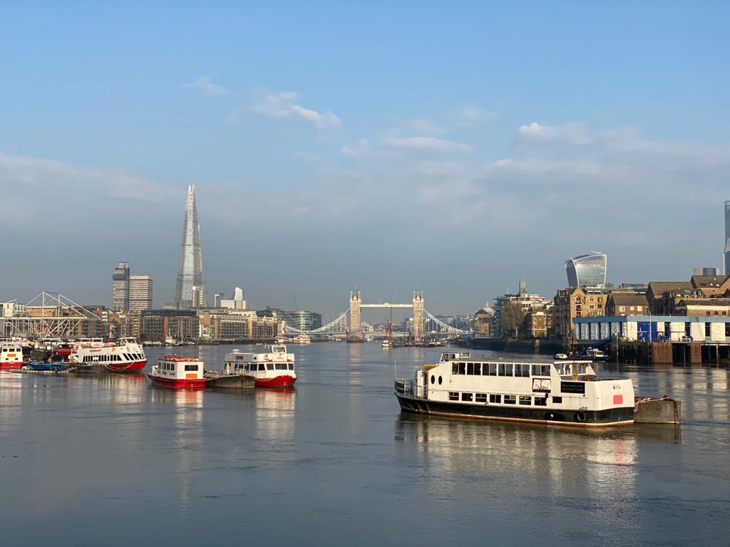 view of the thames, London Bridge and the Shard
