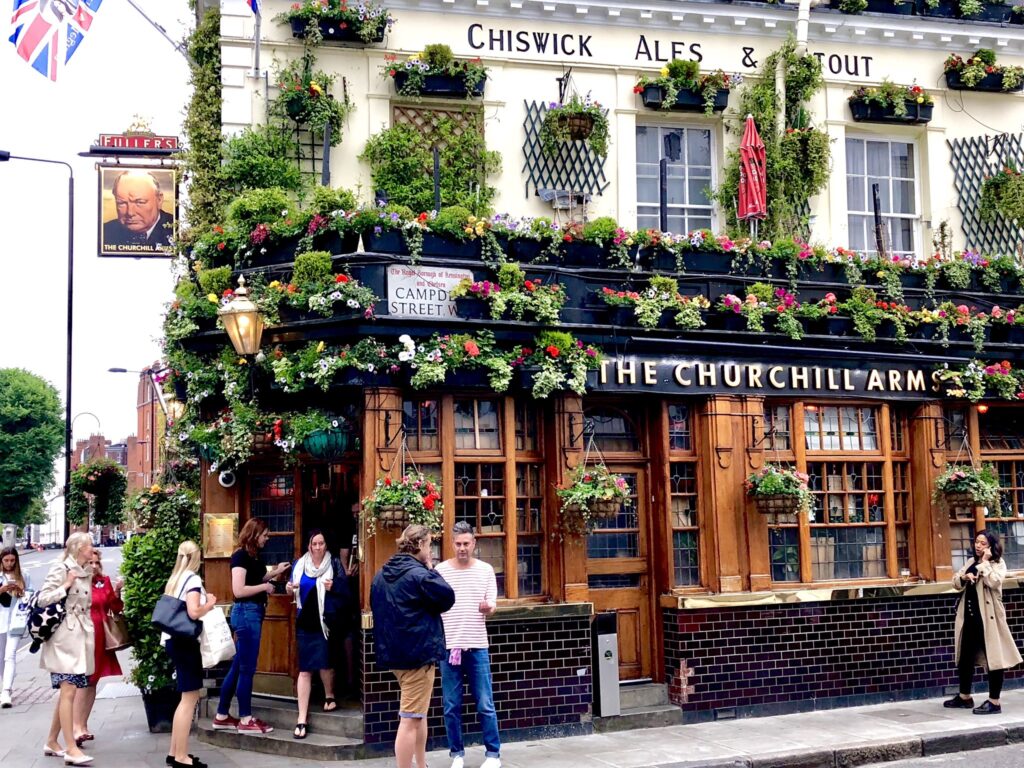 Front of Churchill Arms pub