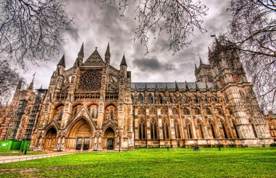 Outside Westminster Abbey.