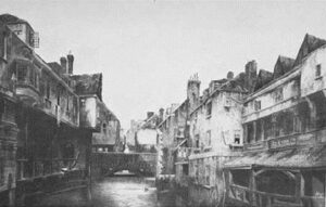 The folly ditch at Jacob's Island, a notorious Victorian slum in London. 1840
