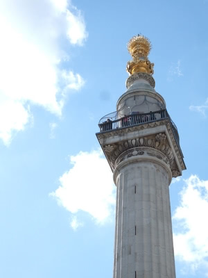 The top of the great fire of London Monument.