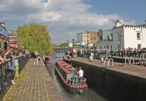 River boat in the Camden canal on a sunny day