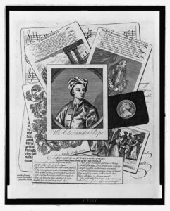 Alexander Pope illustration with portrait and writings