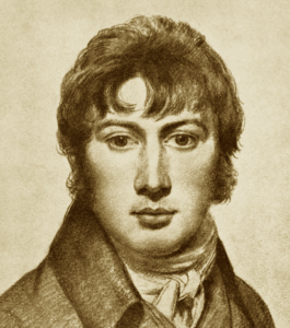 Self-portrait of John Constable, young man with dark hair and soft expression, rendered in sepia tones