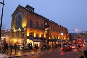 Camden market at night in London