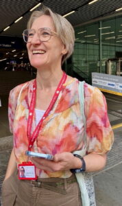 London Walks guide Judith Kent at Cannon Street Station in the City of London