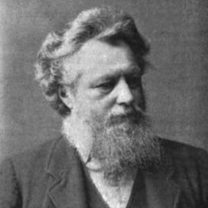 Black-and-white portrait of William Morris, designer, writer, craftsman and socialist.